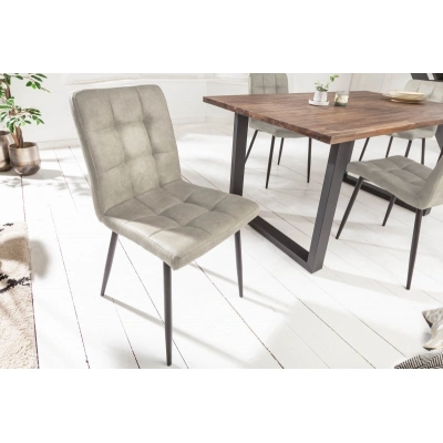 Estila Designová čalouněná jídelní židle Modena z mikrovlákna v šedé barvě 87cm