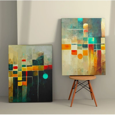 Set obrazů na plátně 2 ks ( 50 x 70 cm) Abstraktní malba