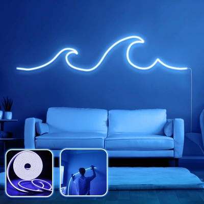 Nástěnná LED dekorace WAVE modrá